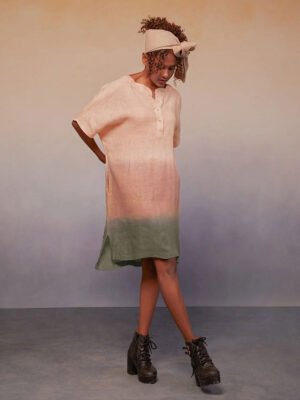 Ombre Block Dress Pink Green