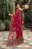 Red Pakistani Wedding Dress in Net Bridal Saree Style