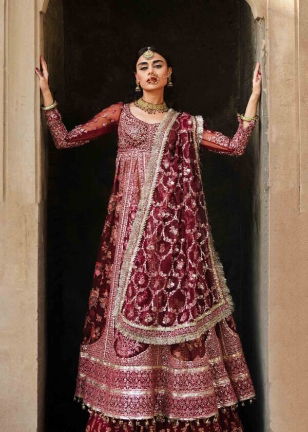Pakistani Bridal Dress in Pishwas and Sharara Style