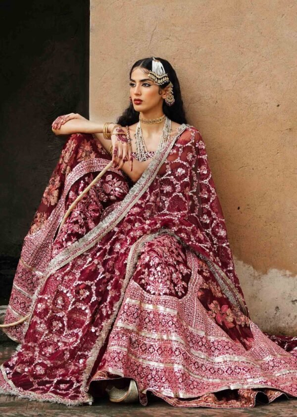 Pakistani Bridal Dress in Pishwas and Sharara Style