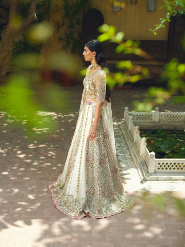 Embellished White Lehenga Choli Pakistani Bridal Dress