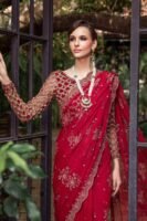 Red Pakistani Wedding Dress in Net Bridal Saree Style