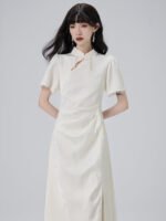 Cut-out Short-sleeved Cheongsam Slimt Dress