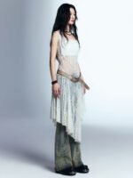Irregular Swing Collar Lace Suspender Dress