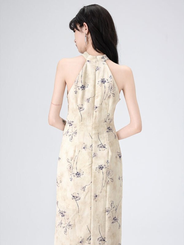 Floral American Sleeve Cheongsam Long Dress