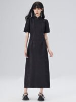 Short-sleeved Cheongsam Design Waist Dress