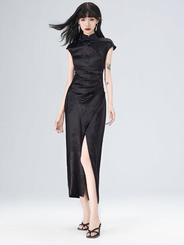 Sleeveless Improved Cheongsam Slit Design Long Dress