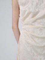 Chinese Style Side Drape French Sleeve Long Dress