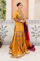 Pakistani Bridal Mehndi Dress in Gharara Kameez Style