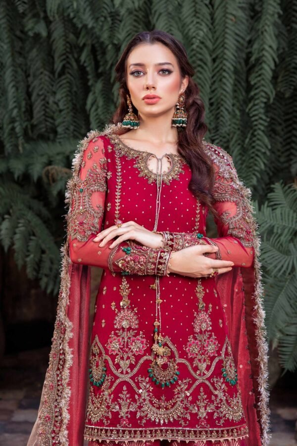 Royal Pakistani Bridal Outfit in Gharara Kameez Style