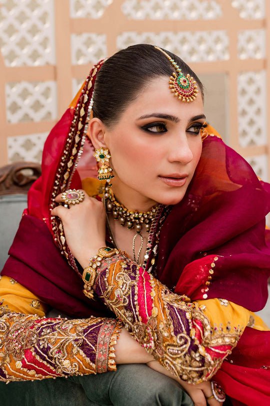 Pakistani Bridal Mehndi Dress in Gharara Kameez Style