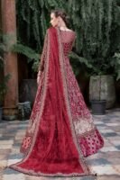Royal Red Pakistani Bridal Outfit in Gown Lehenga Style