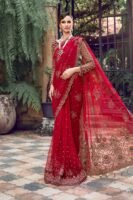 Red Pakistani Wedding Dress in Net Bridal Saree Style